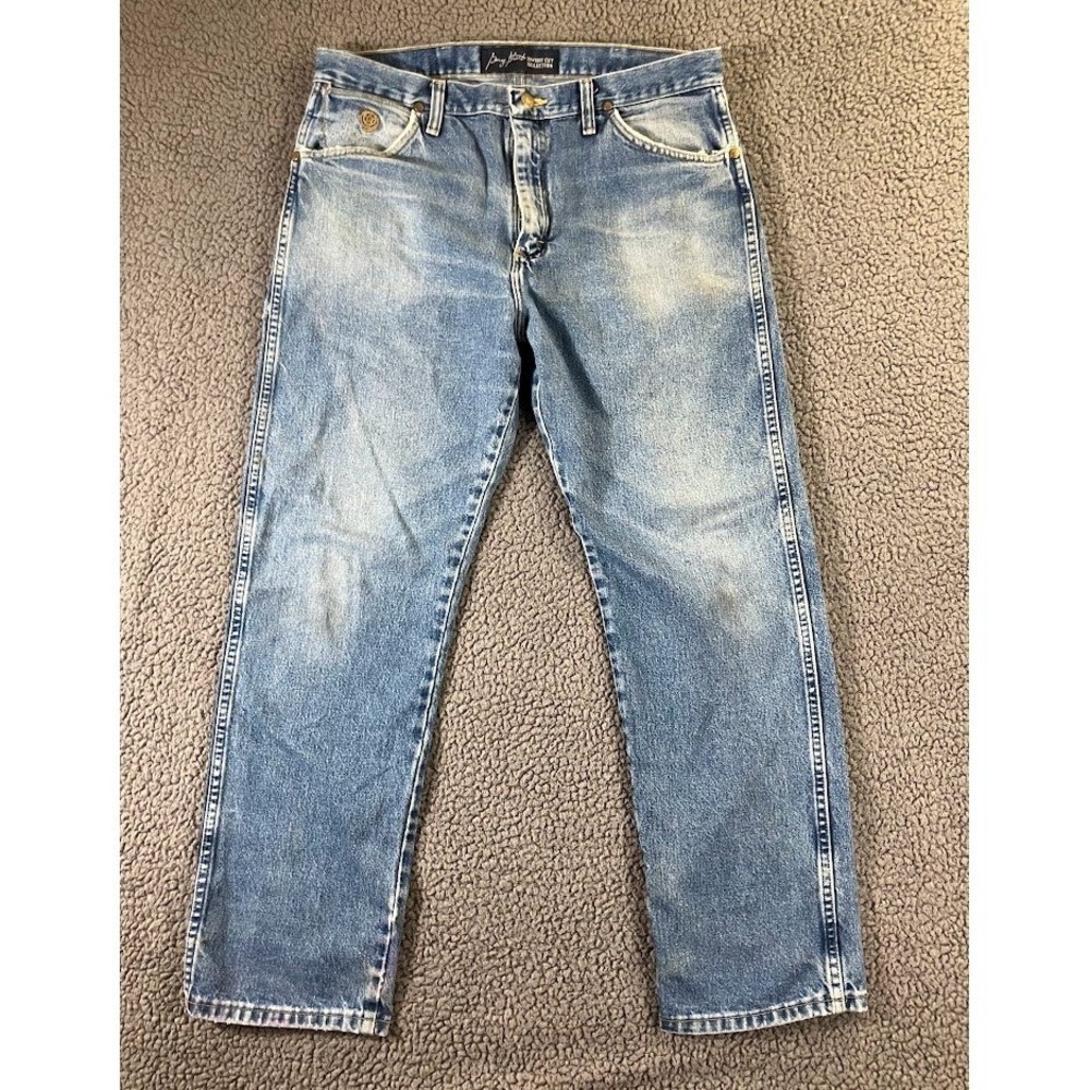 Wrangler George Strait Cowboy Cut Stonewash High Rise Denim Jeans Mens 35x30